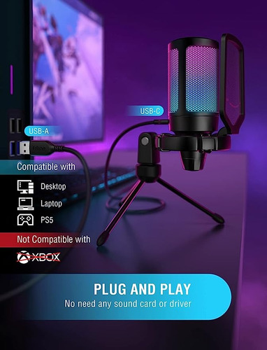 Kit De Microfone Fifine, Com Suporte De Braço, Usb, Rgb