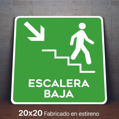 Señalamiento Escalera Baja Derecha Letrero 20x20