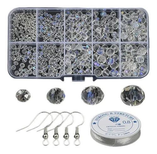 Set Kit Armar Aros  Piedras Tornasol + Tanza Elastica