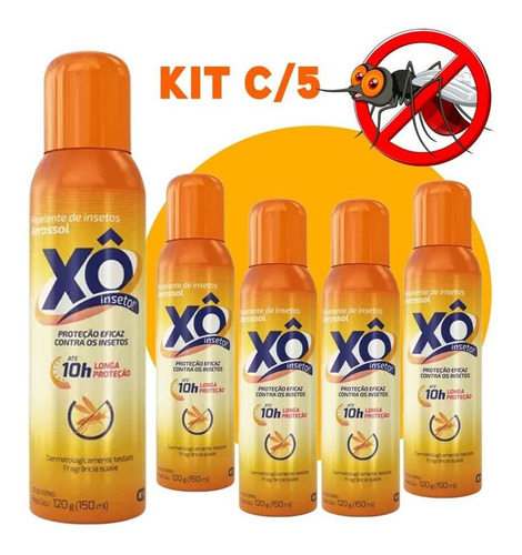 Kit 5 Repelentes Xô Inseto Squeeze 10h Longa Proteção 150ml