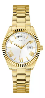 Relógio elegante para mulheres da marca Guess Luna Strap Color Gold Bezel Color Gold Background Color Gold