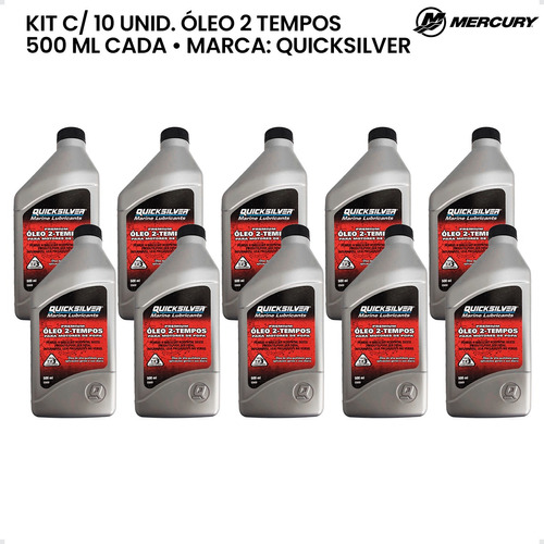 Óleo de motor Quicksilver mineral TC-W3 2 Tempos para veículos náuticos de 10 unidades / 500mL