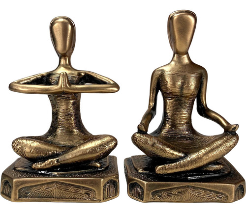 Estatueta Yoga Meditando 2 Peças - Meditação Bailarina -ioga Cor Dourado