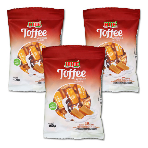 Bala Toffee De Caramelo De Leite Zero Hué 100g Diet Kit 3 Un