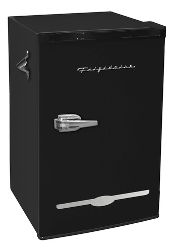 Refrigerador Bar Retro Negro Con Abrebotellas