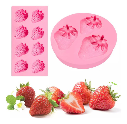 2 Molde Fondant Fresa Moldes De Frutas Para Pastel Chocolate