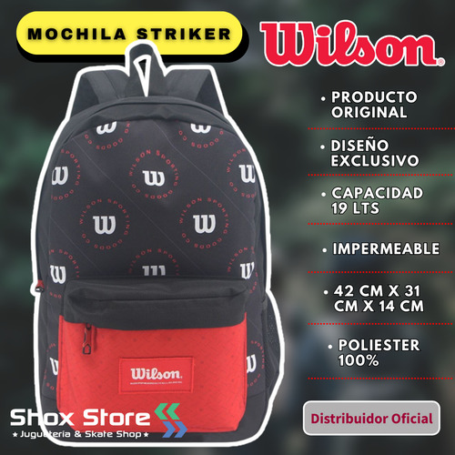 Mochila Striker Espalda Urbana Escolar Impermeable Wilson