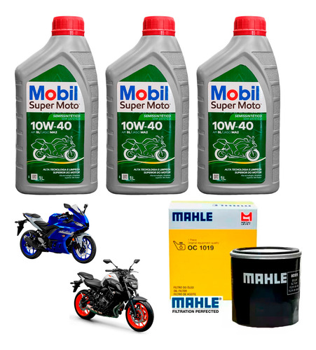 Kit Revisão Troca Óleo Filtro R3 R6 Mt 03 Mt 07 Mt 09 Mobil