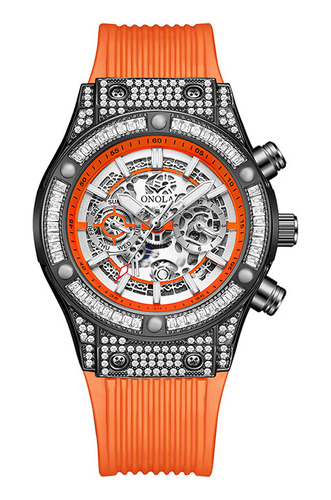 Relojes Luminosos Mecánicos Automáticos Onola Color De La Correa Naranja