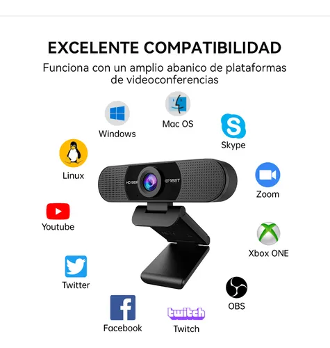 Cámara Web Full Hd 1080p@30fps Emeet C960 Con 2mics