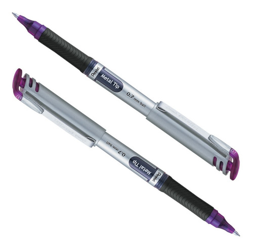 Bolígrafos Pentel Energel Bl17bp2 Tinta Gel Líquida 0.7mm 2u Color de la tinta Violeta Color del exterior Plateado