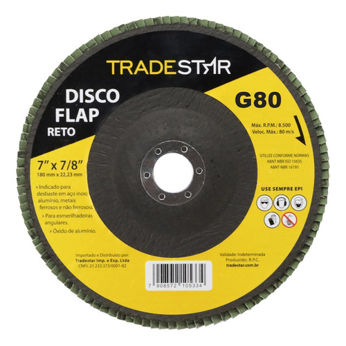 Disco Flap Reto 7 180mm Fds180-80fc Z80 Grão 80