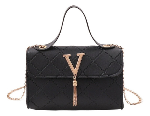 Bolso De Hombro Con Borlas En Forma De V Estampado A Cuadros