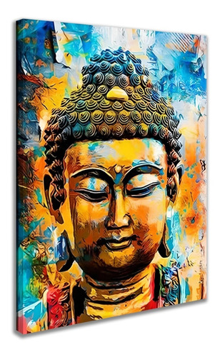 Quadro De Budah Budista Yoga Decorativo Colorido Arte Tela Cor Preto