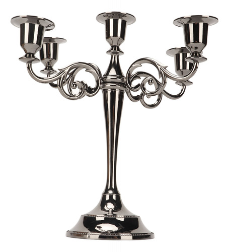 Candelabro De Metal Negro Con 5 Brazos, Elegante, Resistente