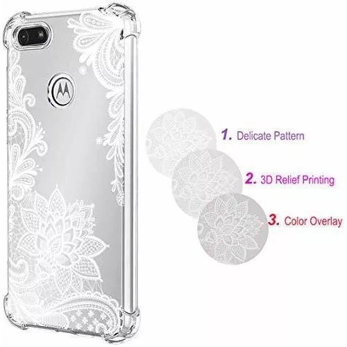 Funda para Moto E6 Play, Motorola E6 Play para niñas, patrón floral  transparente suave y flexible TPU funda protectora a prueba de golpes para