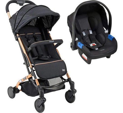 Carrinho Zap Preto E Cobre Com Bebê Conforto - Burigotto