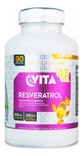 Resveratrol Acido Alfa Lipóico 90 Cáps Vita 43 Supplements