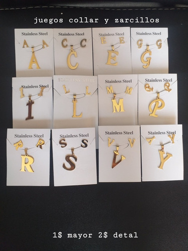 Juego Cadena Dije Y Zarcillo En Acero Inoxidable