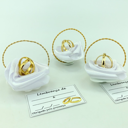 Kit Lembrancinha Casamento Cestinha Aliancinhas Branco 70 Un