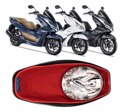 Forração Honda Pcx Dlx 2023 Acessório Forro Baú Vermelho