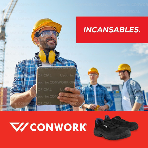 Imagen 10 de 10 de Calzado Conwork 105za Nobuck Negro Doble Frontura Negro