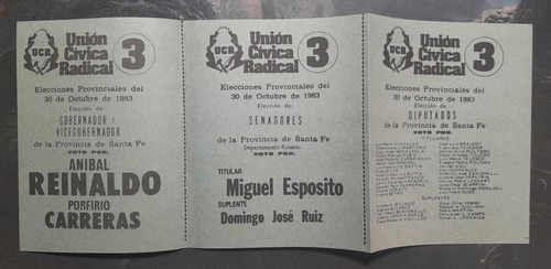 Boleta Electoral 1983 Raúl Alfonsín/martínez - Usandizaga (Usado)
