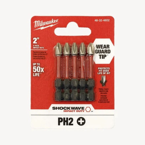 5 Puntas Ph2 X 50mm Alto Impacto Milwaukee 48-32-4602 Bliste