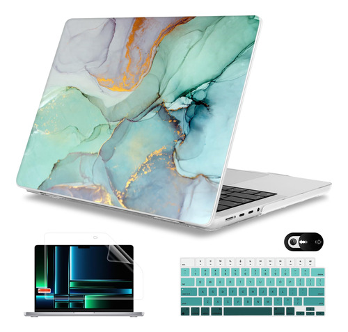 Funda Rígida Mektron Para Macbook Pro 16  2485 Green Marble