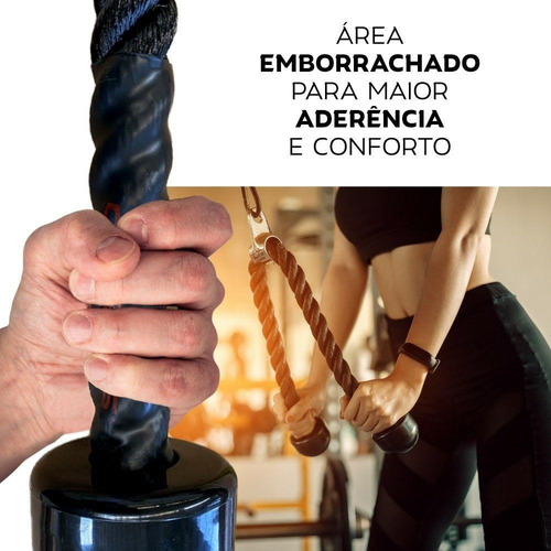 Kit 3 Puxadores Corda Pulley Triceps Crossover Emborrachado