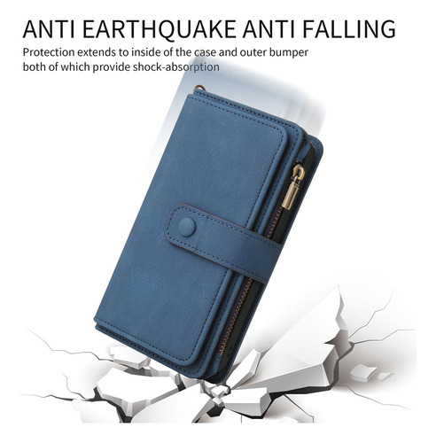 Funda De Piel Con Cremallera Tipo Cartera Con Múltiples Tarj