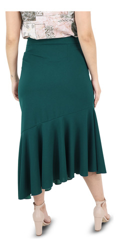 Falda Midi Asimétrica Olan Abertura De Botones Para Mujer