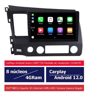 Auto Radio Estéreo Android Gps Para Honda Civic 2006-2011