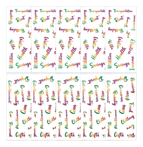 Honbay 10 Hojas De Pegatinas De Presupuesto De Arcoíris, Peg