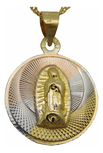 Medalla Doble Virgen De Guadalupe Jesús 1.6 Cm Oro Laminado