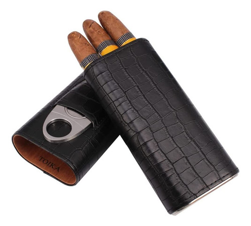 Estuche Para Cigarros De Cuero Con Patrón Cocodrilo Clásico