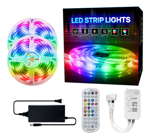 Cinta De Luces Led Rgb 5050 Que Cambian De Color Con Rojo