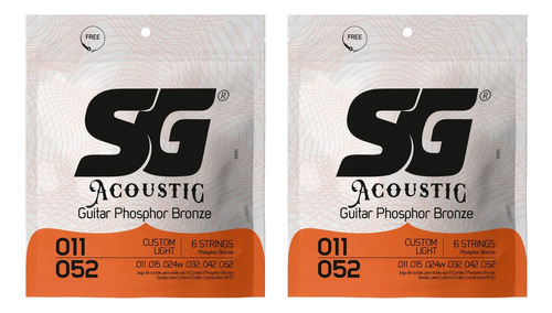 Kit 2 Encordoamento Sg Violao Aco 011 Bronze Fosforo 6691