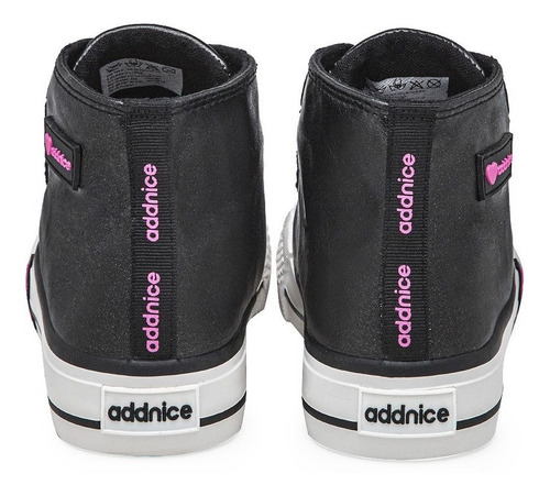 Imagen 5 de 10 de Zapatilla Addnice Vulcan Metallic 2 Negro Con Bolso 2325