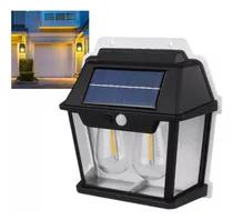 Comprar Farol Solar Doble Lampara Pared Luz Calida Sensor Movimiento