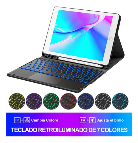 Wylxfg Funda Con Teclado Y Mouse Para iPad 10.2 9ª 8ª 7ª Gen Rgb Color Negro