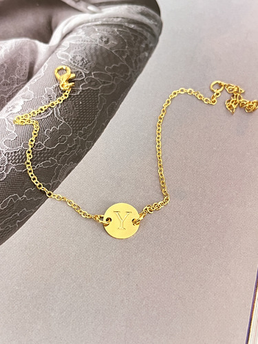 Pulseira De Elos Com Letra Y Banhada A Ouro