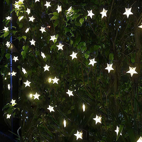 7m 50led Solar Estrella 8 Modos Brillo Luces De Hadas Decora