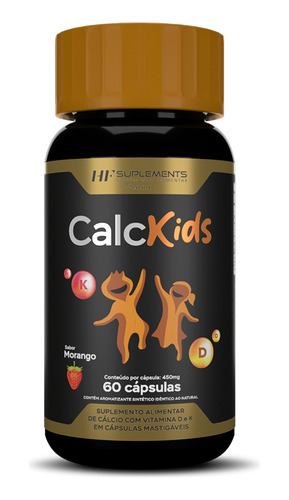 Calcio Kids 60 Caps Mastigavel Sabor Morango Hf Suplements