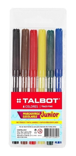 Marcador Juniors De Colores X 6 - Talbot Cod3404
