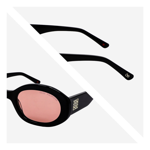 Lente Solar Cloe Para Mujer Forma Ovalada Armazón De Acetato Color Negro Varilla Negro Armazón Negro