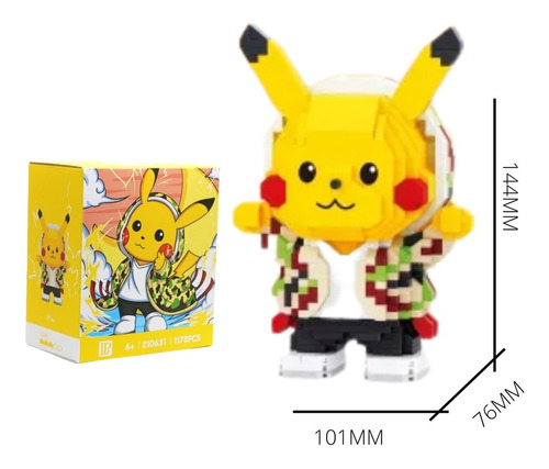 Imagen 1 de 1 de Rompecabezas 3d Bloques Armables Pikachu Pokemon Blocks