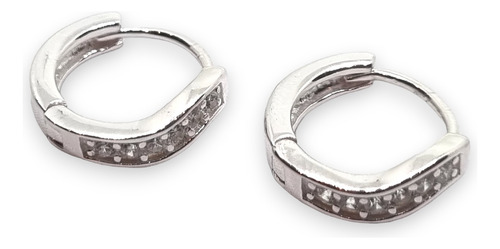 Aros Plata Rodinada Argolla Micro Pave 14 Mm