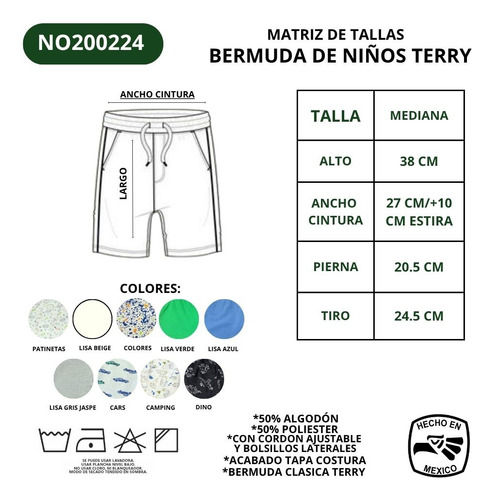 Bermuda Infantil N0200224 Con Jareta French Terry 3 Pcs