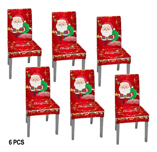 6 Fundas Sillas Comedor Asiento Navideños Decoración Santa